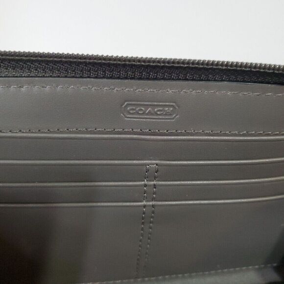 Coach Wristlet Wallet Accordion Zip-Around Ocelot Print Metallic Silver Lurex - Picture 7 of 10